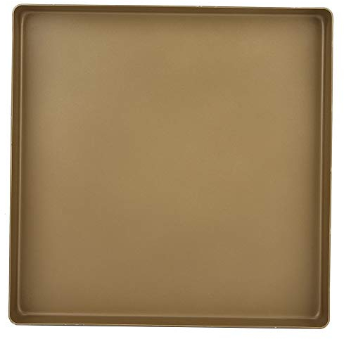 Oumefar 28x28x3cm Lata para hornear Aleación de aluminio Forma cuadrada dorada Molde para hornear Pastel Moldes para hornear Bandeja para hornear antiadherente para tostadora de galletas Pan Pizza