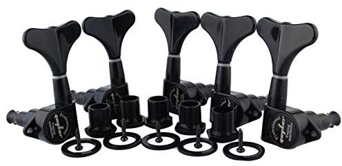 Guyker Guitar Bass Tuners (3R + 2L) - 1:17 Ratio Headstock Sealed Tuning Key Pegs Machine Head Replacement for Electric Jazz Bass or Precision Instruments - Black