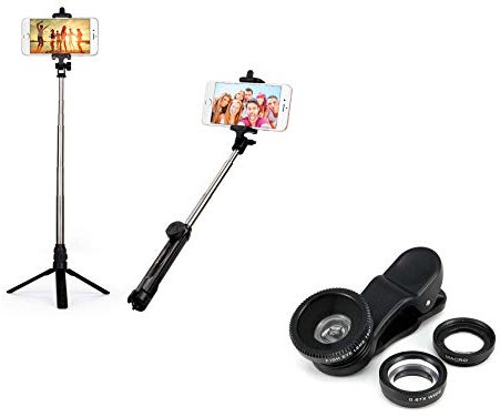 Pack Photo pour XIAOMI Redmi 9 Smartphone (Selfie Stick avec Trepied + Objectif Pince 3 en 1) Android iOS Bluetooth