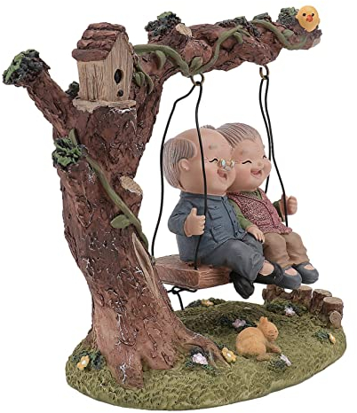 Angoily Romantic Couple Figurines in Loving Together Couple Sculpture Loving Elderly Miniature Statue for Grandparents Parents Anniversary Wedding Assorted Color