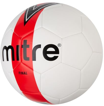 Mitre Final Recreational Football | Perfect for Kids | Football Gift, White/Red, 3