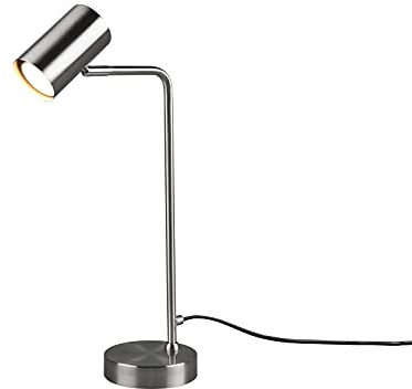 meineWunschleuchte Schreibtischlampe aus Metall in Silber matt mit schwenkbarem Spot, Höhe 45cm