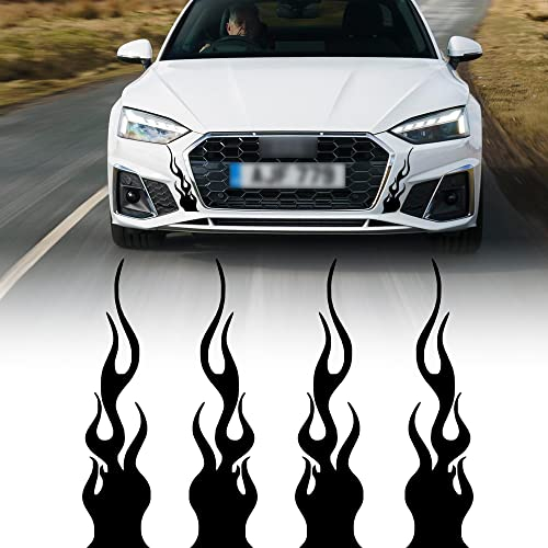 TOMALL 4 Stück 29 cm Reflektierende Aufkleber Auto Vinyl Racing Racing Flamme Streifen Aufkleber Golfwagen ATV Motorrad Fahrrad Skateboard Laptop DIY Dekoration (Schwarz)