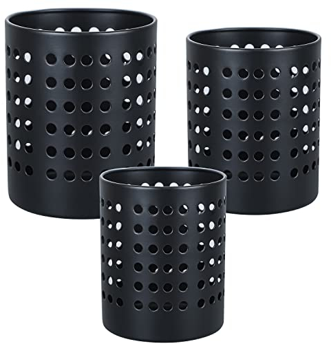 KSENDALO Black Utensil Holders set of 3 Metal Silverware Drainer Basket Cutlery Strainer Silverware Dryer Utility Sink Drying Caddy Organizer for Home Office