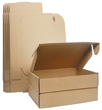 Klein Versandkartons, 200x145x45mm Maxibriefkartons für Postversand, Versandtaschen Warensendung, Braune Verpackungskartons für Geschäft, Aufbewahrung oder Geschenkbox, aus Wellpappe(10 Stück)