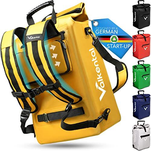 Valkental - Sacoche de Vélo 3en1 - Adaptée comme Sacoche de Porte-Bagages, Sac à Dos et Sacoche à Bandoulière - Imperméable & Réfléchissante - Jaune