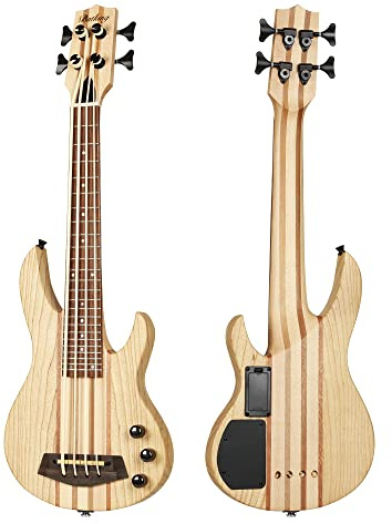 MiNi 4 cuerdas ukelele bajo eléctrico color natural cuello estilo