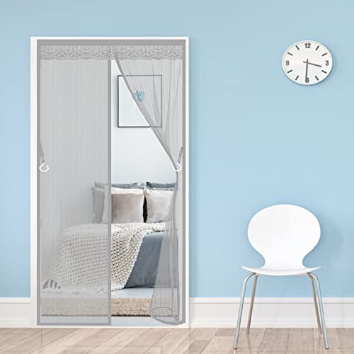 AMZERO Moustiquaire sur Mesure de Porte, 100x190cm(39x75inch) Moustiquaire AimantéE Anti Insecte Mouche Moustique sans Percer pour Couloirs Portes Patio, Gris