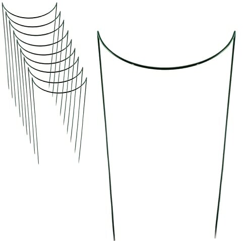 10 x Pflanzenstütze halbrund - Ø 38 cm - 115 cm hoch - aus 5mm kunststoffummantelten Draht - Blumenhalter Stütze Blumen Stauden Büsche grün