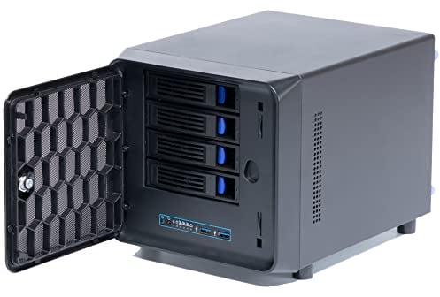 KCMconmey 4 + 1 Bay DIY NAS Enclosure, 4 x 2.5/3.5 Inch Tray + 1 x 2.5 Inch Internal Bay, MB ITX PSU Flex, Front USB 3.0, 8 cm Chassis Fan, Hot Swap Backplane, Network Attached Storage