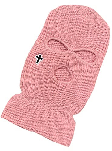 Cagoule thermique à 3 trous en croix - Masque intégral unisexe pour ski, cyclisme, camping, escalade, chasse, rose, M/L