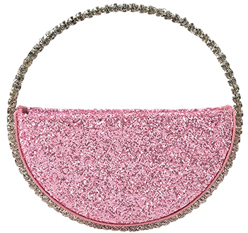 Anopo Damen Clutch Glitzer Abendtasche Elegant Rund Handtasche Rose Brauttasche