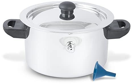 KSJONE Stainless Steel Milk Boiler 1.5 litres Pot, Double Wall Milk Cooker with Whistle and Funnel, Silver