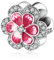 Symretie Blume Charms Anhänger 925 Sterlingsilber - Charms Rosa Blumen Beads Kompatibel mit Europäischen Armbändern und Halskette
