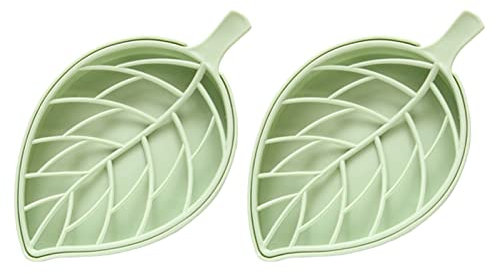 Tuelaly Lot de 2 porte-savon épais en forme de feuille - Pour économiser de l'espace - Vert
