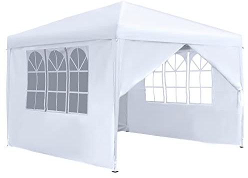 NAIZY Pavillon 3x3m Faltpavillon Wasserdicht Stabil Winterfest Faltbar Gartenpavillon mit 4 Seitenteilen & Fenstern & Tragetasche Weidezelt Gartenzelt UV-Schutz Grillpavillon Partyzelt, Weiß