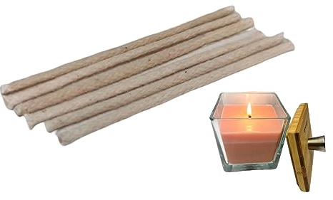 WOWOCON® 6x Baumwoll Docht ca. Ø3mm Länge ca. 8cm Made in Germany Dauerdocht für Indoor Kerzen Tischfeuer Wachsfresser Kerzenfresser Schmelzlicht zum Wachs Kerzenreste schmelzen