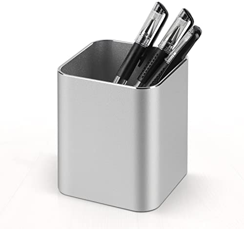 efuturetime Stiftehalter Schreibtisch Silber Metall, Schreibtisch Organizer Aluminium, Kosmetik Pinselhalter, Stifteköcher für Büro, Kinder