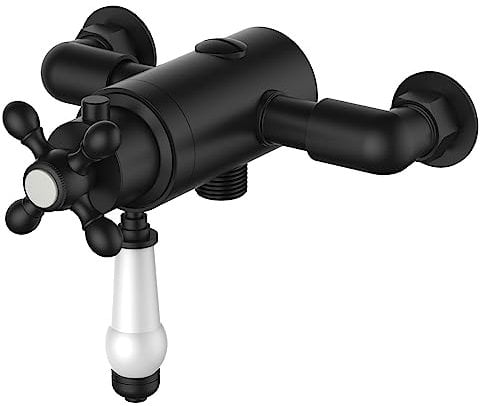 Matt Black Thermostatic Traditional Exposed Shower Mixer Valve - 137mm 150mm