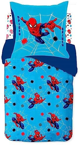 IMFLY Angers Bettwäsche Bettbezug 135x200· Kinderbettwäsche Für Jungen Spider · 2 Teilig,Kissenbezug 80x80 + 1 Bettwäsche-Sets 135x200 cm (2,90x200+75x50cm)