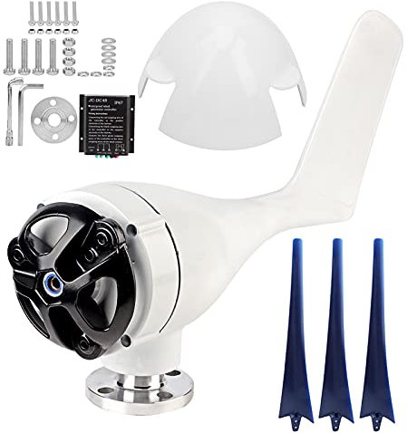300W Windkraft Anlagen Generator Kit,Mini Wind Generator Kit mit 3 Klingen 12 Mt/s, 12/24/48V Aero Generator mit, Power Generatoren (Blau)