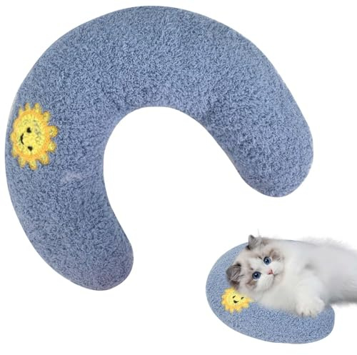 DecorDwell Cuscino per il collo del gatto, cuscino per il collo di animali, cuscino calmante a forma di U, protegge efficacemente la colonna cervicale del gatto, cuscino in tessuto per gatti e gatti