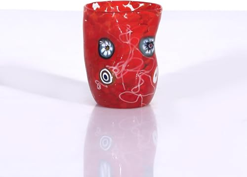 BELVETRO GOTO Vaso de cristal MURANO ROJO ERIN con murrinas multicolor