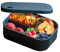 alouweekuky Fiambrera de Cuatro Compartimentos, Lunch Box de Silicona Apto Para Niños y Adultos, Loncheras de Trabajo, Lunchbox Sin BPA, Apto para Escuelas, Picnics y Parques(Azul)
