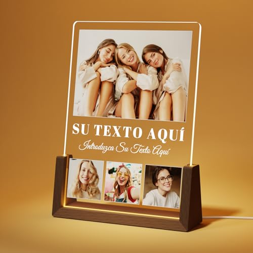 LUCKOR Lampara Personalizada con Foto - Regalos Originales para Mujer Amigas - Regalos Personalizados para Parejas Novio Novia - Ideas Regalos Aniversario Navidad Cumpleaños San Valentin