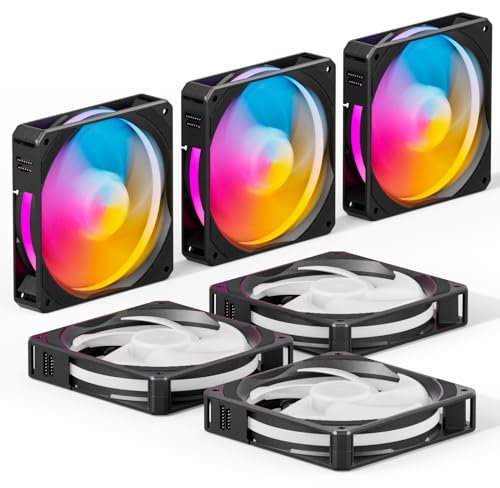 upHere Gaming U2C ARGB - Ventilador de PC de 5 V ARGB SYNC PWM silencioso de 120 mm, cadena de margaritas todo en uno, 2000 rpm, 77.93 CFM, 25 dB (A), ventiladores de refrigeración de computadora para