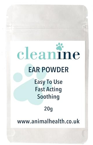 Cleanine Ear Powder Fast Acting Stops Discomfort, Head Shaking, Wax, Gunk & Ear Odour For Dogs, Cats, Horses, Rabbits and Small Animals… (20g Bag)