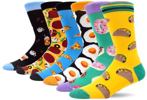 MAKABO Bunte Lustige Damen Socken, 6 Paar Essen Motiv, 39-42