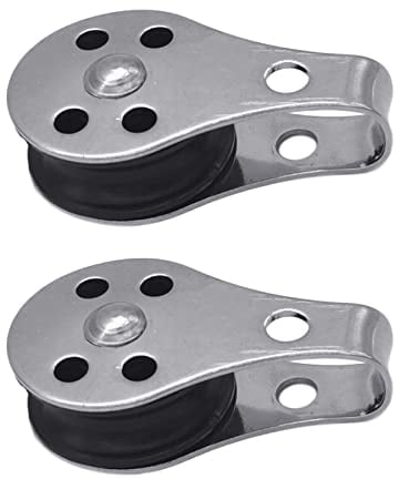 2Pcs 316 Stainless Steel Single Pulley Heavy Duty Cable Wire Rope Roller Nylon Pulley for Washing Line Sailing Lifting Wheel Pulley Block Puller System