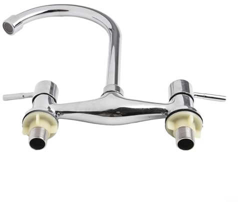 Kitchen Sink Mixer Taps, 1/2 '' 2 Hole Kitchen Faucet, for 360° Swivel Spout Dual Lever Sink Mixer Tap, Deck Mounted Kitchen Cold and Hot Mixer Taps for basin/sink