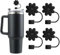 EnigmaDrops Reusable Silicone Flower Straw Covers & Toppers for Stanley Cups (30 & 40 Oz) - 4PCS, Protects 10mm Straws - Black
