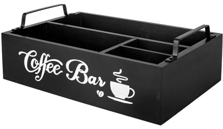 Guolich Kaffee Organizer-Tee Aufbewahrung Aufbewahrung von Kaffeezubehör Kaffeestation & Teebeutel Aufbewahrungsbox,Kaffeekapseln Aufbewahrun,Kaffeebar für Milch,Servietten, Kapseln,Zuckersticks