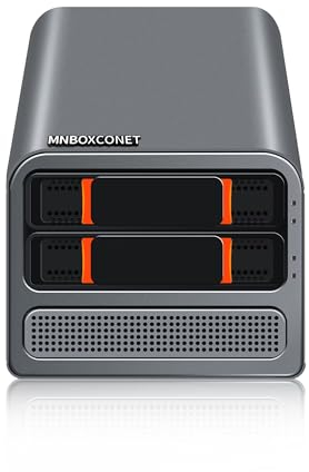 MNBOXCONET Mini PC Nas Octa-Core N305 2 Bay,3-in-1 Micro PC Computer DDR5 8GB RAM 256GB NVMe SSD, SPK/MIC, Dual 2.5GbE i226V LAN Soft Router, Hot Swapping HTPC Network Security