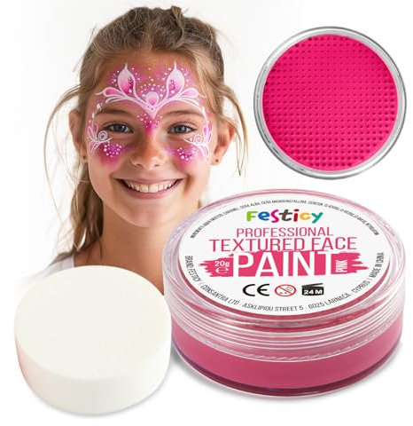 Festicy Peinture Rose pour Visage I 20g avec Éponge | Certifié EN 71-3 & Reach | Maquillage Enfant Carnaval I Deguisement princesse I Costume carnaval fille 10 ans Maquillage carnaval pour visage