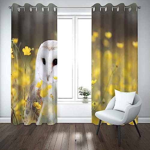 Gelber Dschungel Tier Eule Verdunkelungsvorhänge 3D Isoliert Polyester Vorhang für Schlafzimmer Wohnzimmer Kinderzimmer 280 x 180 cm