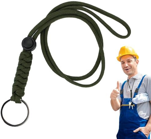 Umhängeband für Schlüssel, Paracord-Lanyard-Halskette - Robuste Halskette mit geflochtenem Riemen | Verstellbarer Schlüsselanhänger mit Schlüsselband für Outdoor-Aktivitäten für Kinder, Erwachsene und