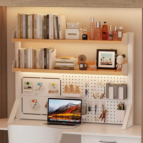 JXYQZD Pegboard Métal, Panneau Perforé Bureau, Panneau Perforé D'extension de Bureau, Étagère de Bureau Réglable, pour Bureau, Chambre à Coucher(Natural,100cm/39.3 in)
