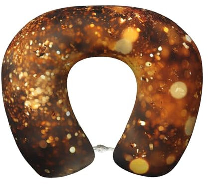 Nackenkissen U-Form Reisekissen Bequemes Memory Foam Flugzeug Kissen für Kopfstütze Glänzend Gold Reise Nackenkissen zum Schlafen Stützkissen für Camping Züge Selbstfahrende Autos Büro