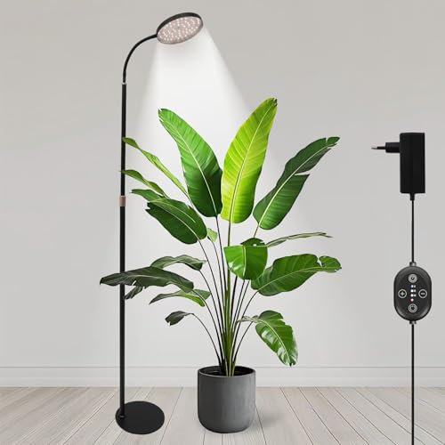 SENCHIKER lámpara para plantas de 24V, LM281B+ & 660nm, Luz de Cultivo de Espectro Completo con Temporizador, regulable en 5 niveles, altura ajustable 50-136cm, 20W 350μmol/m²/s@15cm