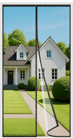 4UMOR Moustiquaire Porte Fenêtre 100x220cm, Rideau Porte Magnétique Anti Mouche, Se Ferme Automatiquement, Maille Fine et Résistante, Largeur Supérieure Jusqu'à 3,8cm, Bande Adhésive Incluse, Noir