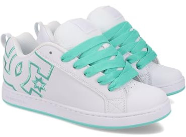 DC Shoes Court Graffik Damen Sneaker, Weiß Aqua, 39 EU