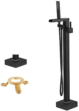 Robinet de Baignoire de Salle de Bain En Cascade Robinet de Baignoire Autoportant Robinet de Baignoire Autoportant Rotatif à 360 ° Ouvert En Cascade Robinet de Baignoire Autoportant Monotrou Noir