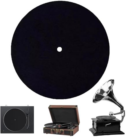 Daryunk 1pc 12 inch Anti-Static Wool Felt Record Player Mat, 3mm Thick Anti Slip Vinyl Record Pad, Suitable for Home Turntable, Improves Sound Quality and Record Protection, Black