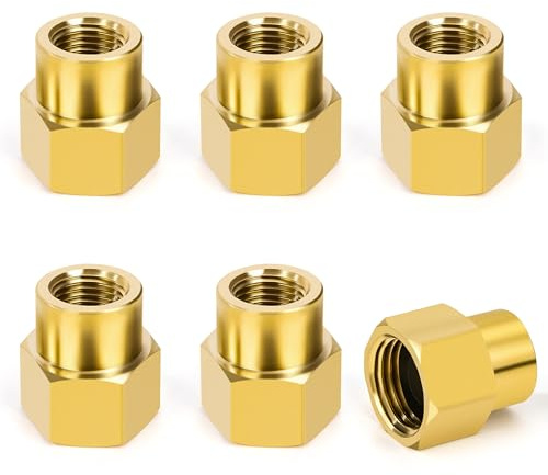 6 Pièces Manchon en Laiton, Femelle 1/4 x Femelle 1/8 Raccord de Tuyau Fileté, Douille Connecteur de Couplage Hexagonal Adapté pour la Conversion de Raccordement de Tuyau