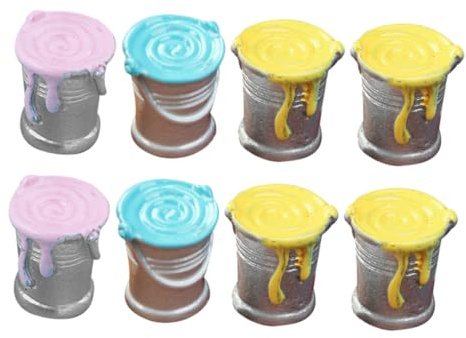 Milisten 8pcs Dollhouse Miniature Paint Can Props for Dolls House Miniature Paint Pots Outdoor Tools Accessories