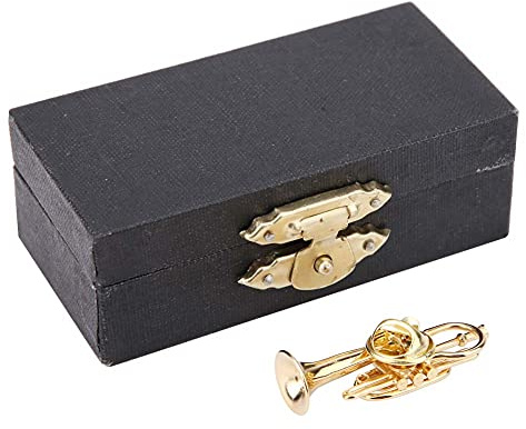 Pin -Abzeichen Broschen für Männer Frauen, Mini einzigartige Goldbeschichtung Musikinstrument Brosche Retro Pullover Hemd Clips Geschenksdekoration mit Schachtel (Posaune)